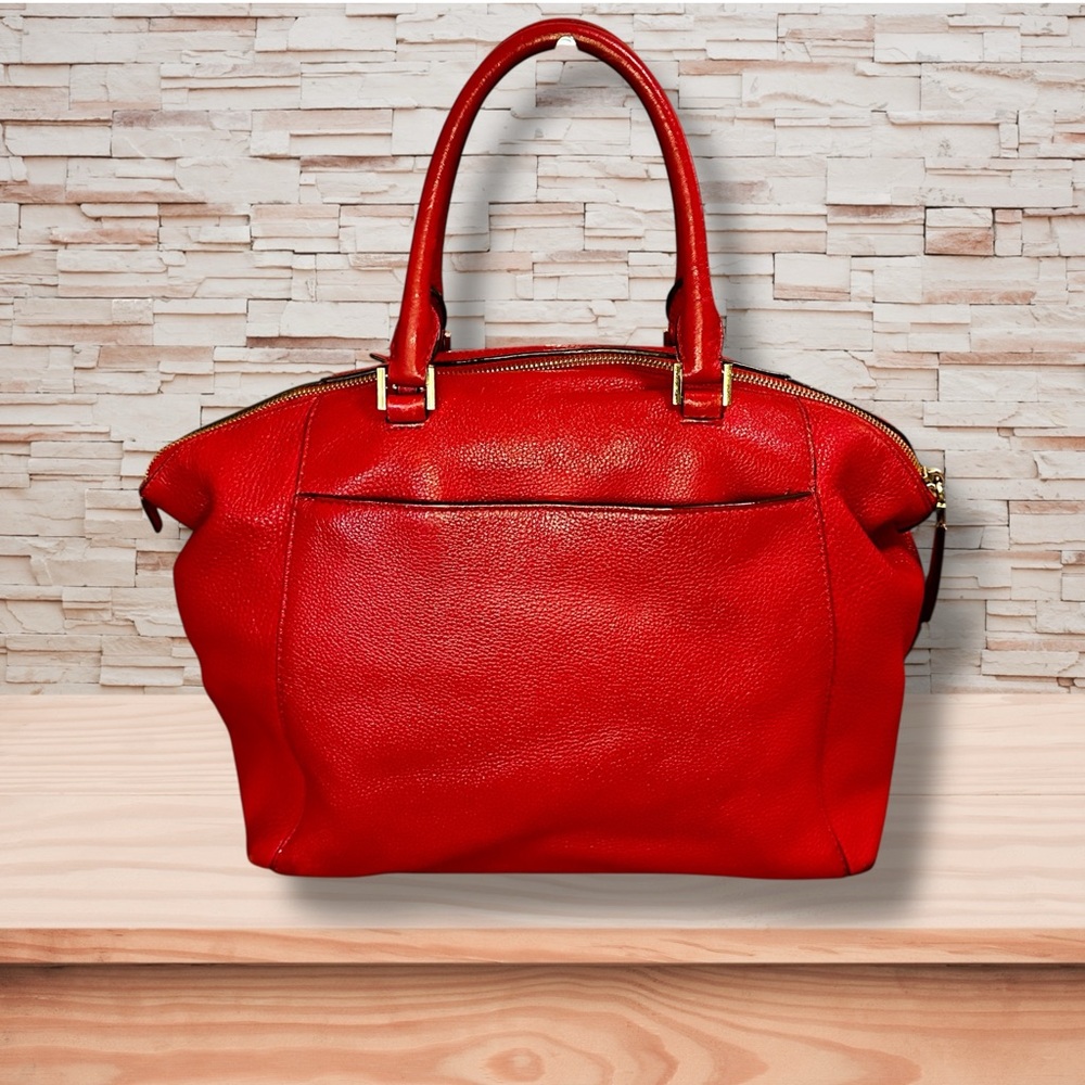 MICHAEL KORS Riley Chili Red Pebbled Leather Satchel - Picture 2 of 6